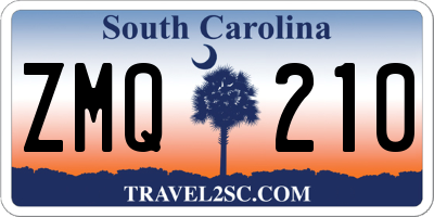 SC license plate ZMQ210