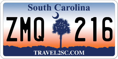SC license plate ZMQ216