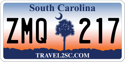 SC license plate ZMQ217