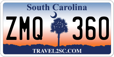SC license plate ZMQ360