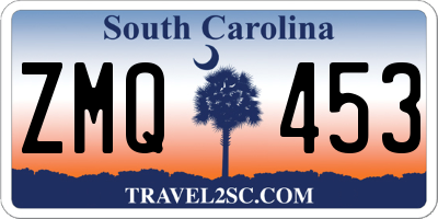 SC license plate ZMQ453