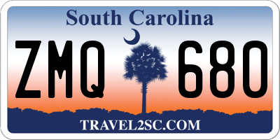 SC license plate ZMQ680