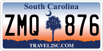 SC license plate ZMQ876