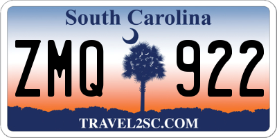 SC license plate ZMQ922