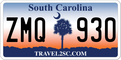 SC license plate ZMQ930