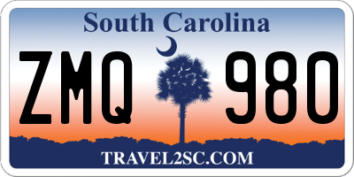 SC license plate ZMQ980
