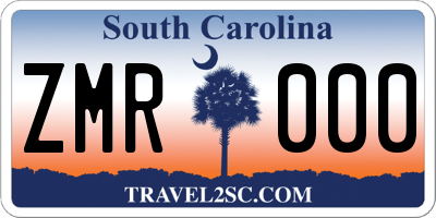 SC license plate ZMR000