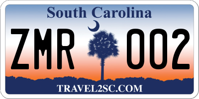 SC license plate ZMR002