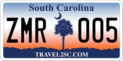 SC license plate ZMR005
