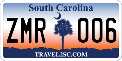SC license plate ZMR006