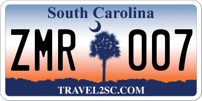 SC license plate ZMR007