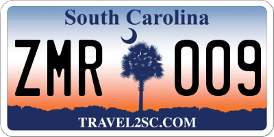 SC license plate ZMR009