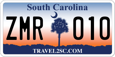 SC license plate ZMR010