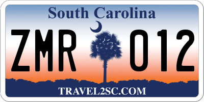 SC license plate ZMR012