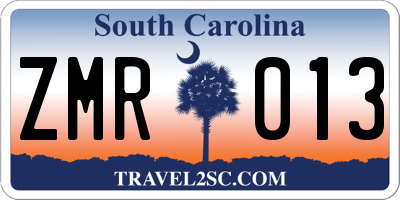 SC license plate ZMR013