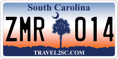 SC license plate ZMR014