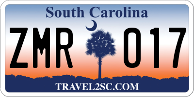 SC license plate ZMR017