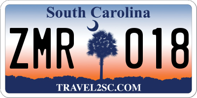 SC license plate ZMR018