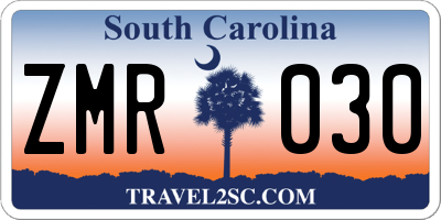 SC license plate ZMR030