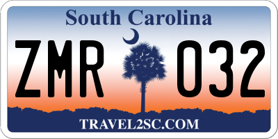 SC license plate ZMR032