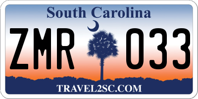SC license plate ZMR033