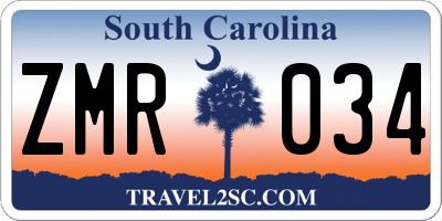 SC license plate ZMR034