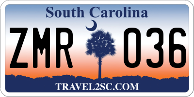 SC license plate ZMR036