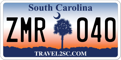 SC license plate ZMR040