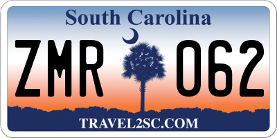 SC license plate ZMR062