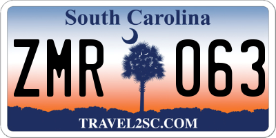 SC license plate ZMR063
