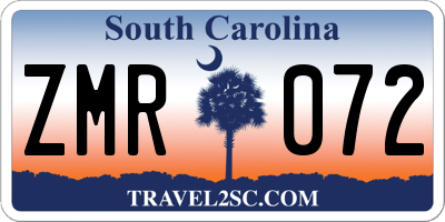 SC license plate ZMR072