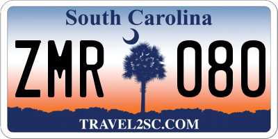 SC license plate ZMR080