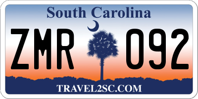 SC license plate ZMR092