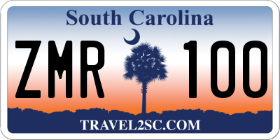 SC license plate ZMR100