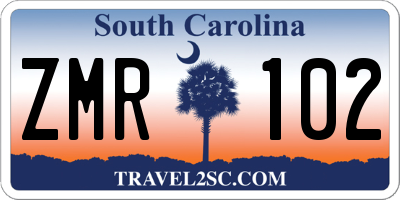 SC license plate ZMR102