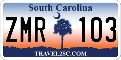 SC license plate ZMR103