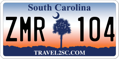 SC license plate ZMR104