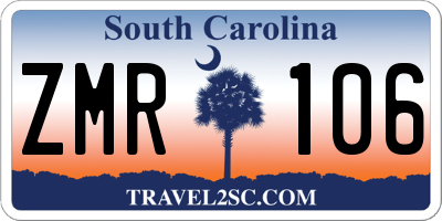 SC license plate ZMR106