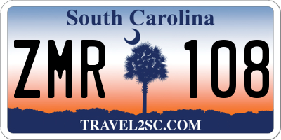 SC license plate ZMR108