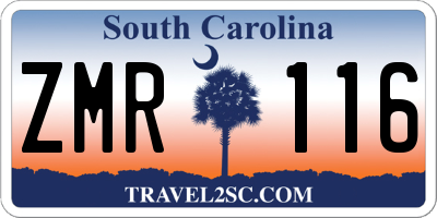 SC license plate ZMR116