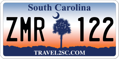 SC license plate ZMR122