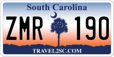SC license plate ZMR190
