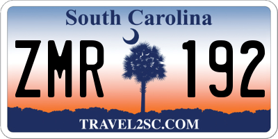 SC license plate ZMR192