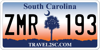 SC license plate ZMR193