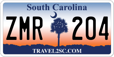 SC license plate ZMR204