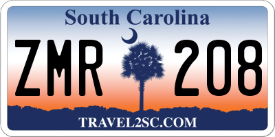 SC license plate ZMR208