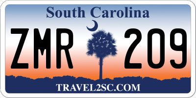 SC license plate ZMR209