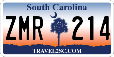 SC license plate ZMR214