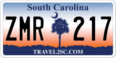 SC license plate ZMR217