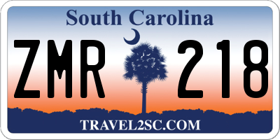 SC license plate ZMR218